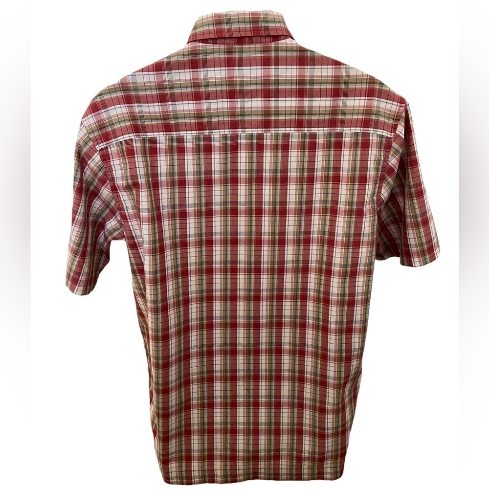 QUIKSILVER Red & Beige Plaid Short Sleeve Collared Shirt Men S/P Small - Picture 3 of 6